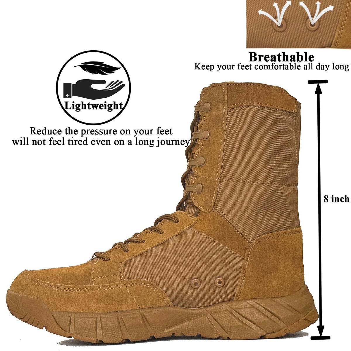 Coyote Brown Lace Up Tactical Boots X967