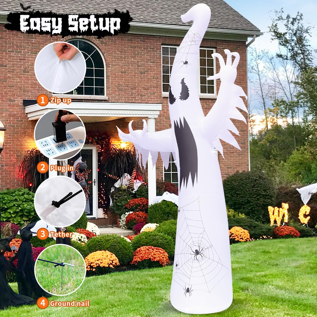 12 FT Halloween Inflatable Ghost with Built-in LEDs Y92760