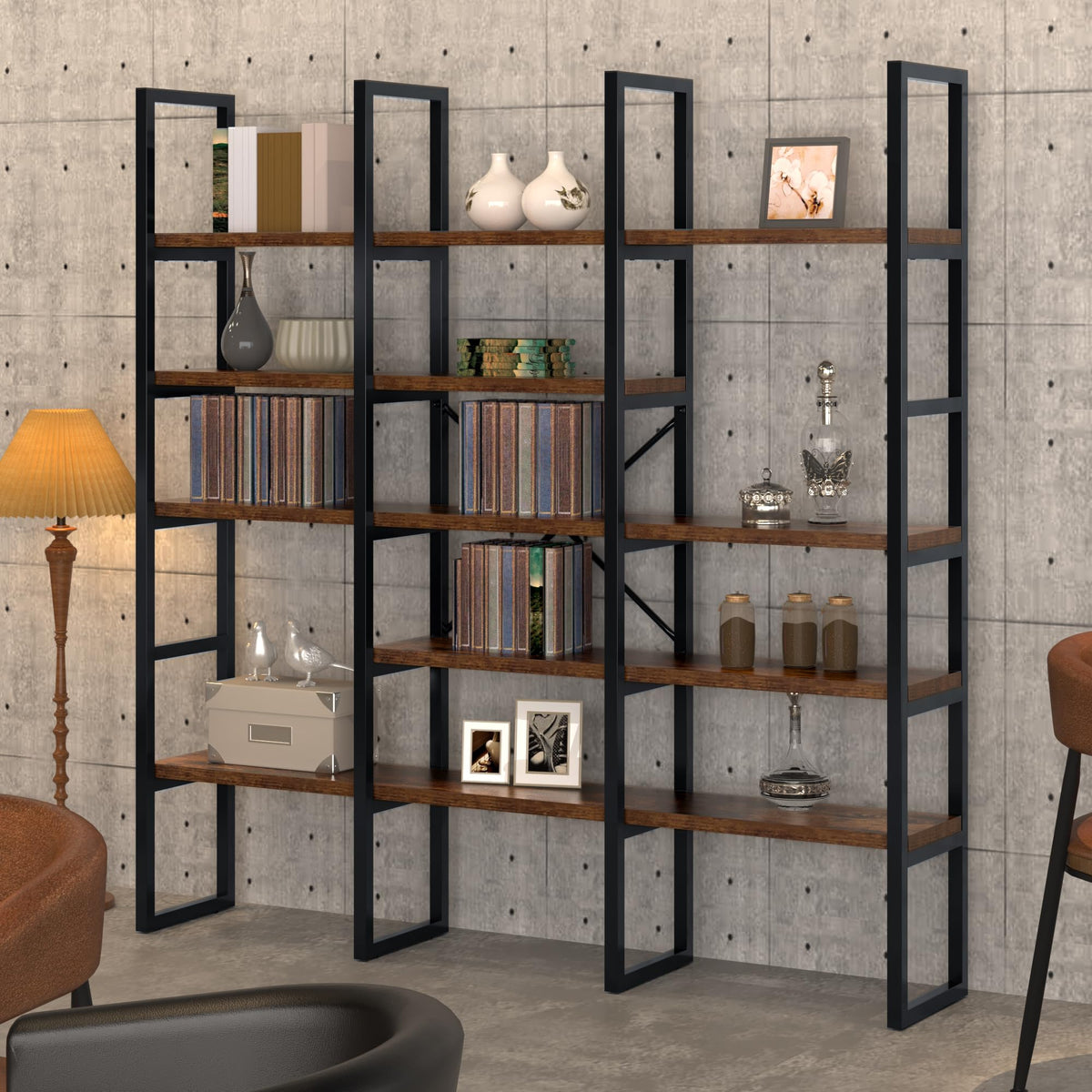 5 Tier Rustic Brown Bookshelf W512