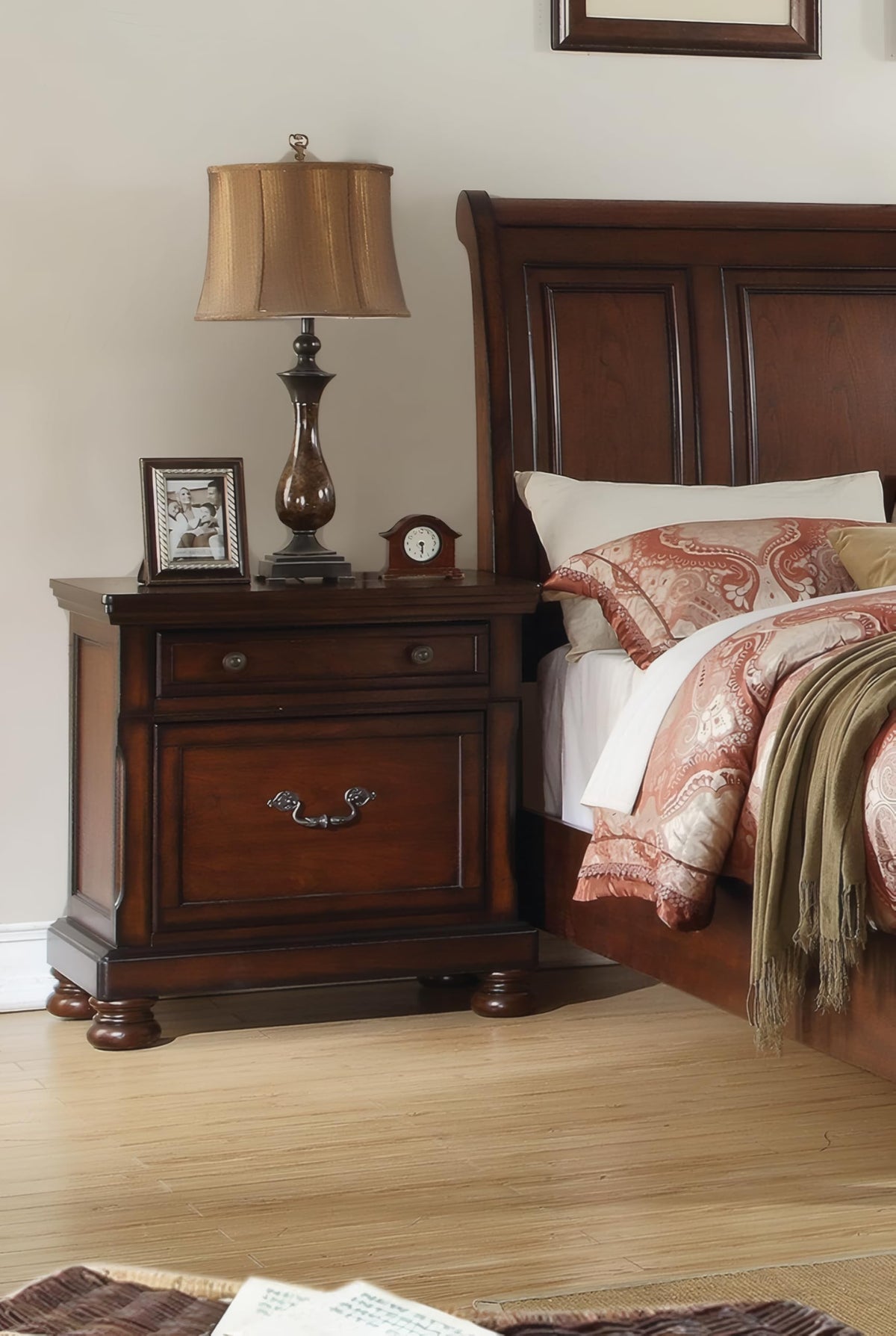 California King Bed Frame Antique Cherry U673