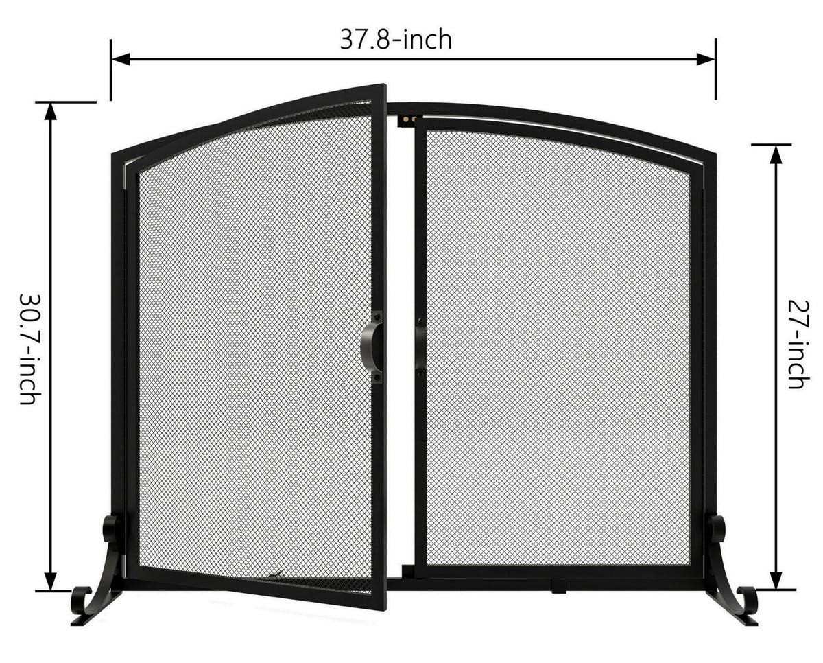 Arched Metal Fireplace Screen 2-Panel Spark Guard H90365