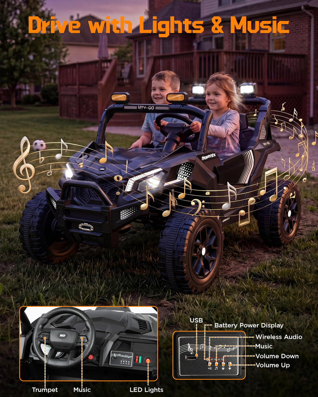 24V Black Ride on Car W682