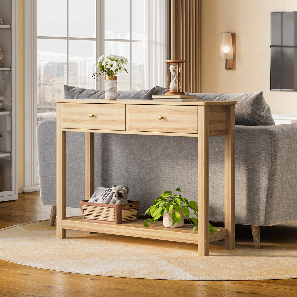 2 Drawer Oak Console Table X8922
