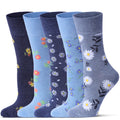 Bamboo Viscose Non Binding Crew Socks, 5 Pairs I52822