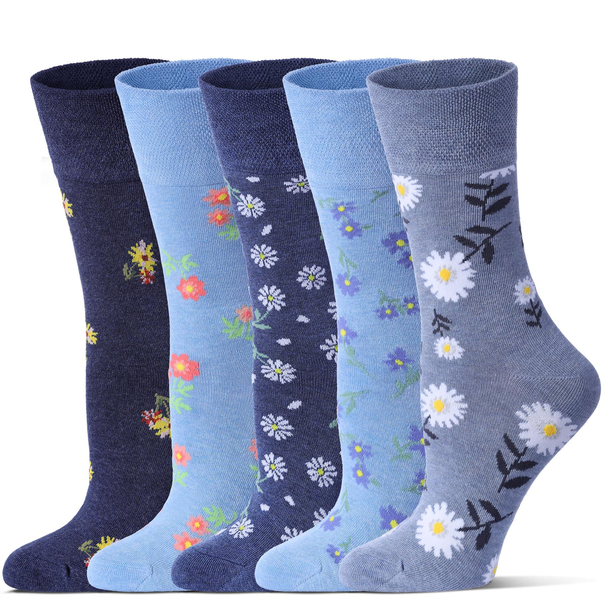 Bamboo Viscose Non Binding Crew Socks, 5 Pairs I52822