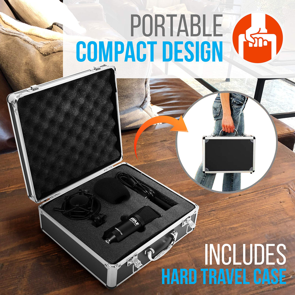 USB Cardioid Condenser Microphone with Desktop Stand and Pop Filter Q367