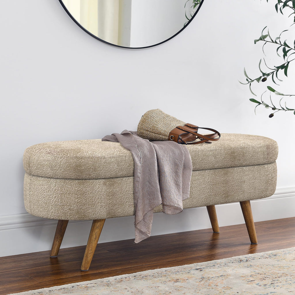 Oval Storage Bench with Rubber Wood Legs B404
