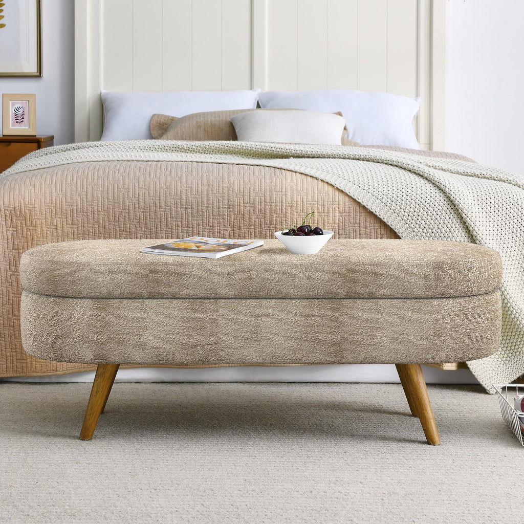 Oval Storage Bench with Rubber Wood Legs B404