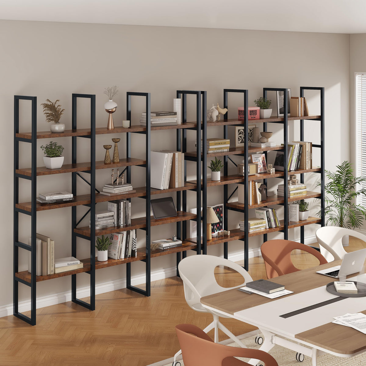 5 Tier Rustic Brown Bookshelf W512